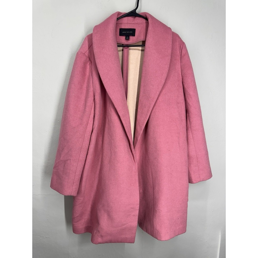 Ann Taylor Women's XL Pink Long Sleeve Wool Blend Oversized Draped Coat